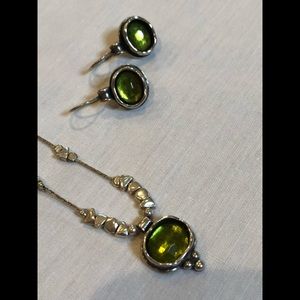 Silpada peridot and silver necklace and earrings